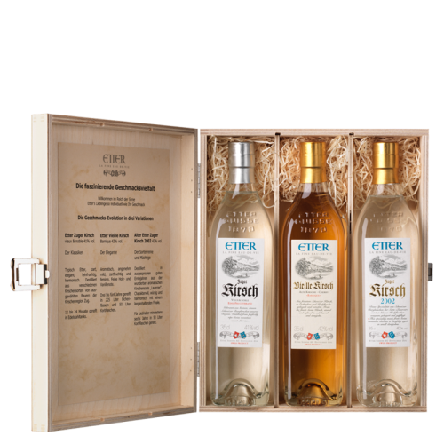 Etter Geschenkholzkistli Kirsch Variation Dreierlei (3x35cl)