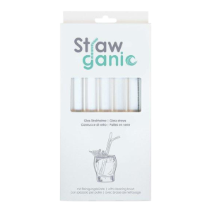 STRAWGANIC Glasstrohhalme Set transparent