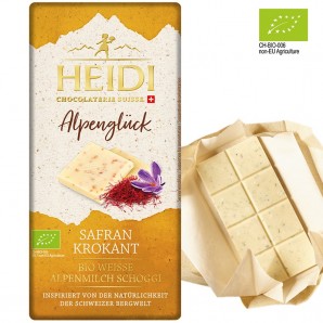 HEIDI Bio weisse Alpenmilch Schokolade Safran & Krokant (75g)